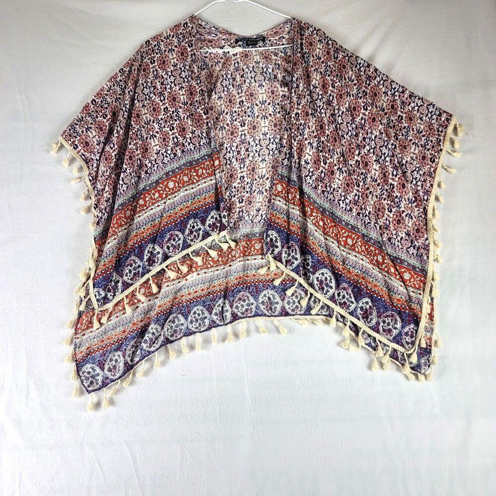 Sylvia Alexander printed shawl with decorative fringe, Size: One Size Fits Most